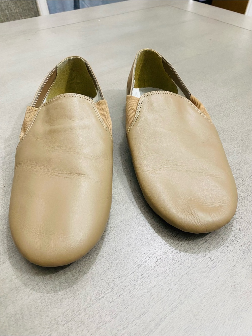 Body Wrappers Women’s Beige Leather Jazz Slip-On Dance Shoes S0388